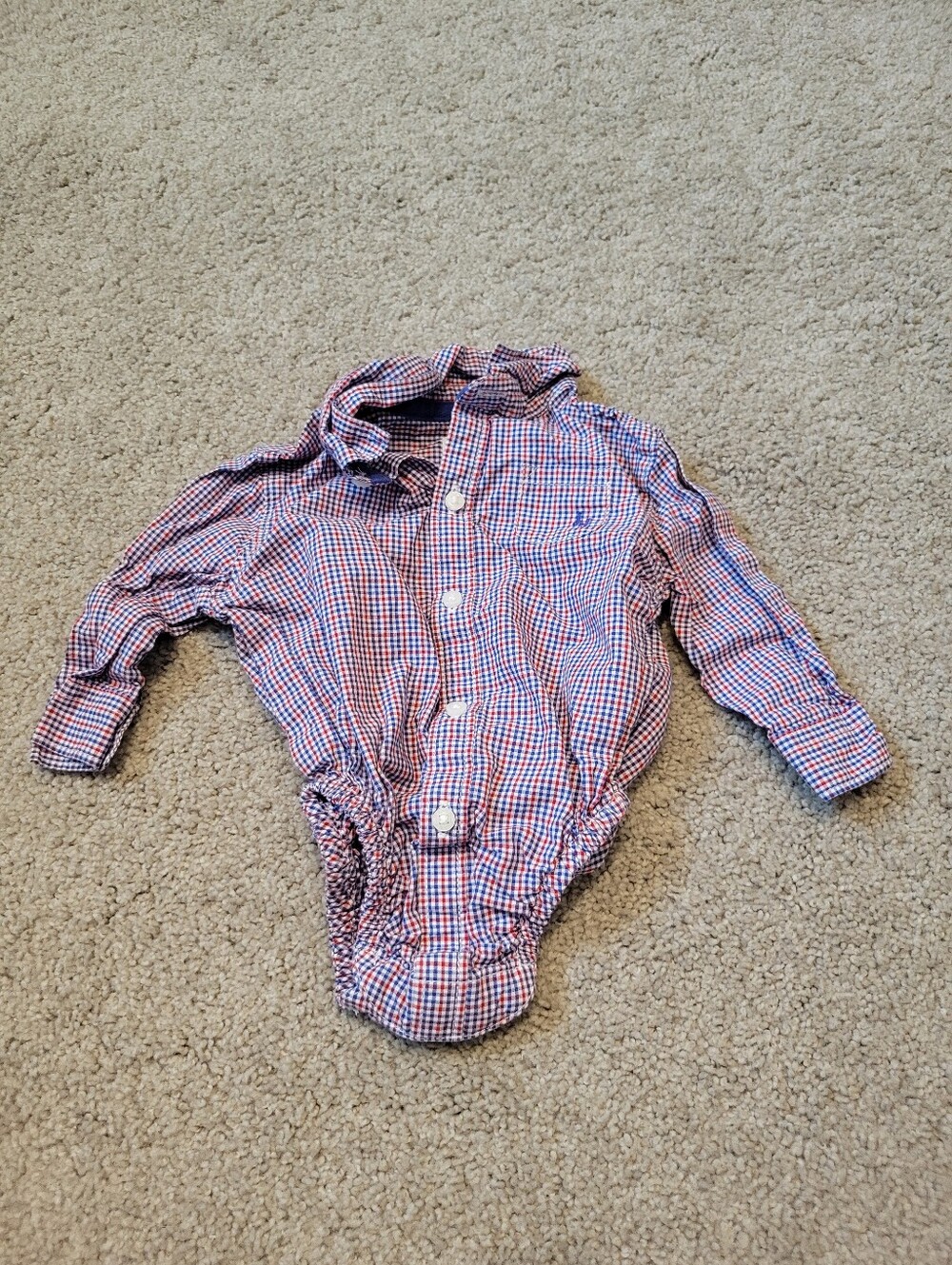 Janie and Jack Boys Long Sleeve Plaid Button Down Shirt Onsie 3-6M